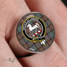 Scottish Cochrane Hunting (Cochran Hunting) Weathered Clan Tartan Ring - Crest Classic Scottish Plaid Tartan Plaid