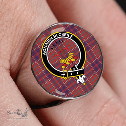 Scottish Cameron of Locheil Weathered 2 Clan Tartan Ring - Crest Classic Scottish Plaid Tartan Plaid