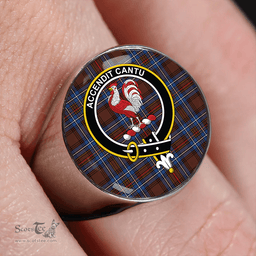 Scottish Cockburn Brown (Coburn Brown) Modern Clan Tartan Ring - Crest Classic Scottish Plaid Tartan Plaid