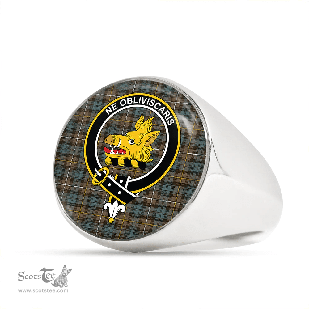 Scottish Campbell of Argyll Weathered 2 Clan Tartan Ring - Crest Classic Scottish Plaid Tartan Plaid