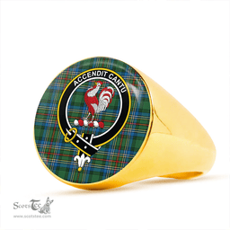 Scottish Cockburn (Coburn) Ancient Clan Tartan Ring - Crest Classic Scottish Plaid Tartan Plaid