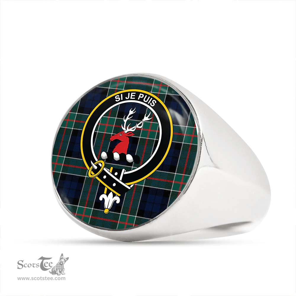 Scottish Colquhoun (Cowans) Modern Clan Tartan Ring - Crest Classic Scottish Plaid Tartan Plaid