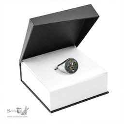 Scottish Cockburn (Coburn) Modern Clan Tartan Ring - Crest Classic Scottish Plaid Tartan Plaid