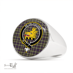Scottish Campbell of Argyll 1815 Weathered 2 Clan Tartan Ring - Crest Classic Scottish Plaid Tartan Plaid