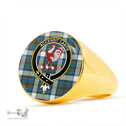 Scottish Cockburn (Coburn) of Ormiston Dress Ancient Clan Tartan Ring - Crest Classic Scottish Plaid Tartan Plaid