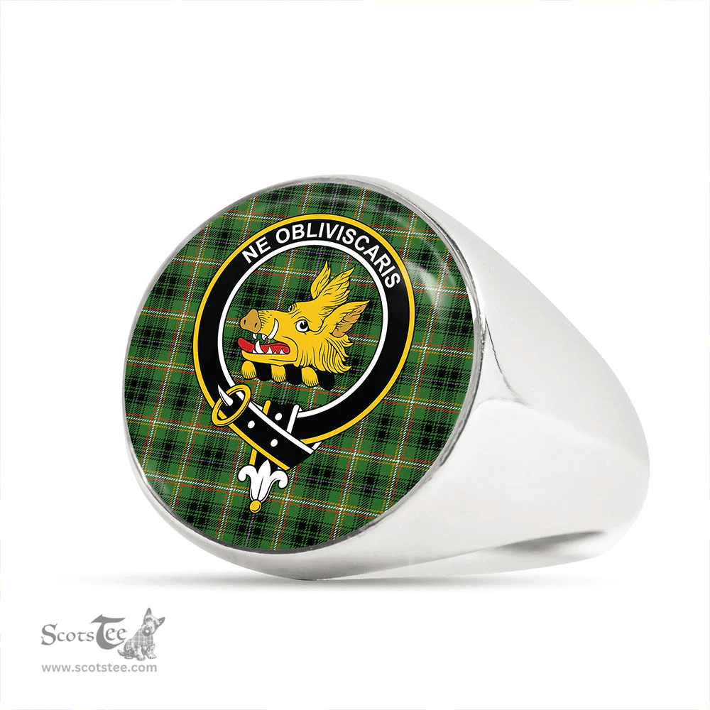 Scottish Campbell Marquis of Lorne Ancient 2 Clan Tartan Ring - Crest Classic Scottish Plaid Tartan Plaid