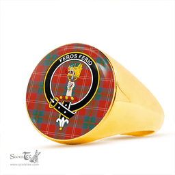 Scottish Chisholm of Strathglass Ancient Clan Tartan Ring - Crest Classic Scottish Plaid Tartan Plaid