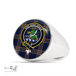 Scottish Crichton (Creighton) Modern Clan Tartan Ring - Crest Classic Scottish Plaid Tartan Plaid