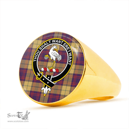 Scottish Cranston Dress #2 Weathered Clan Tartan Ring - Crest Classic Scottish Plaid Tartan Plaid