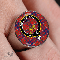 Scottish Cameron of Locheil Modern 2 Clan Tartan Ring - Crest Classic Scottish Plaid Tartan Plaid