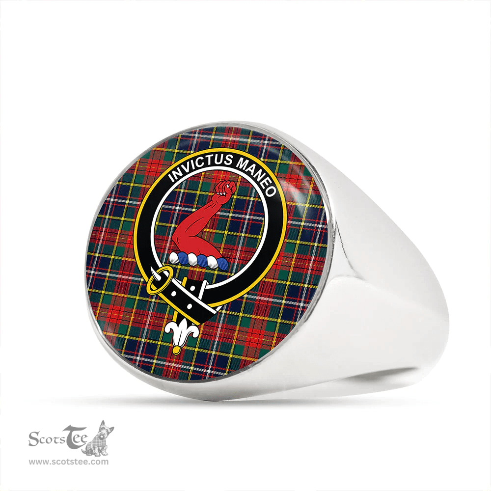 Scottish Crozier Modern Clan Tartan Ring - Crest Classic Scottish Plaid Tartan Plaid