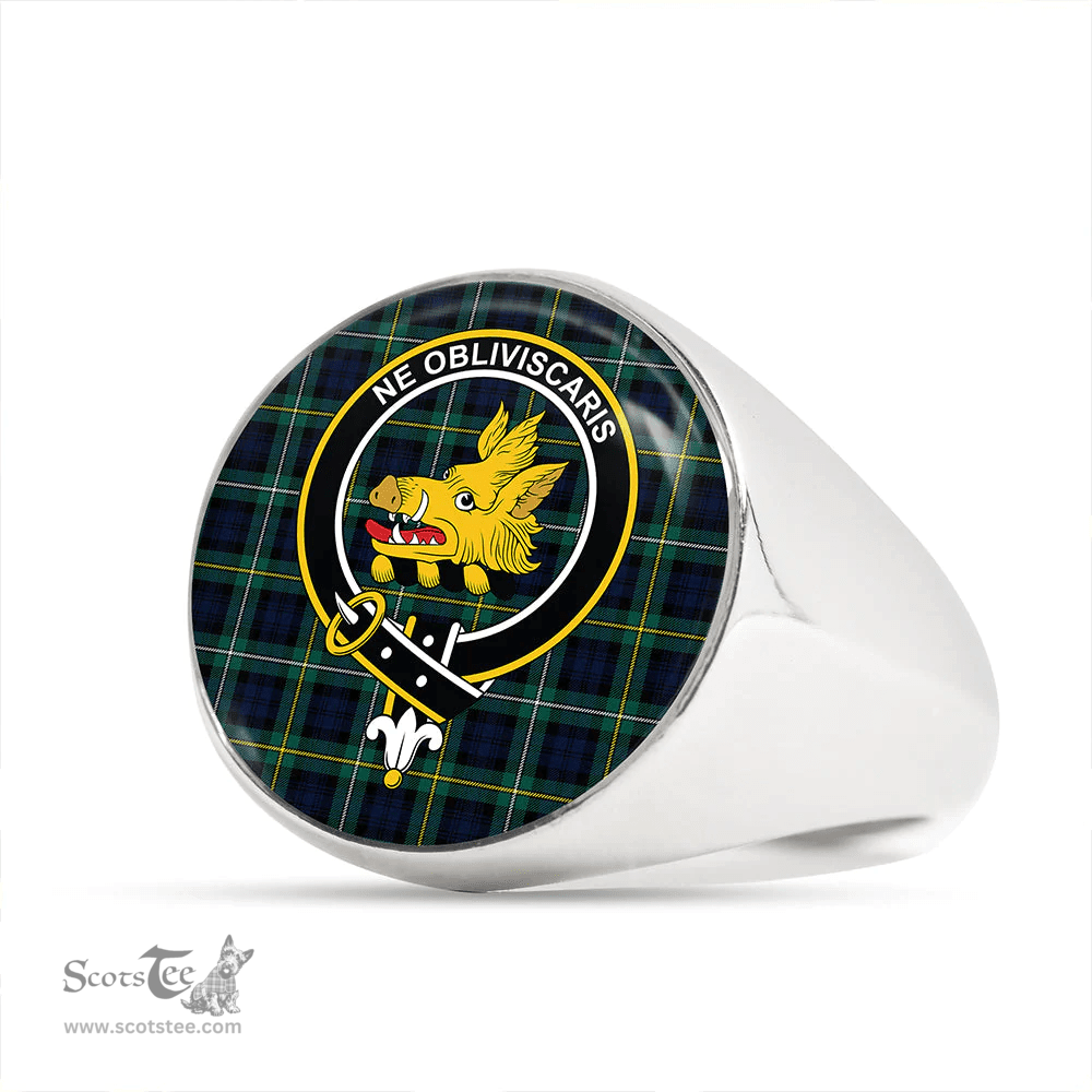 Scottish Campbell of Argyll Modern 2 Clan Tartan Ring - Crest Classic Scottish Plaid Tartan Plaid