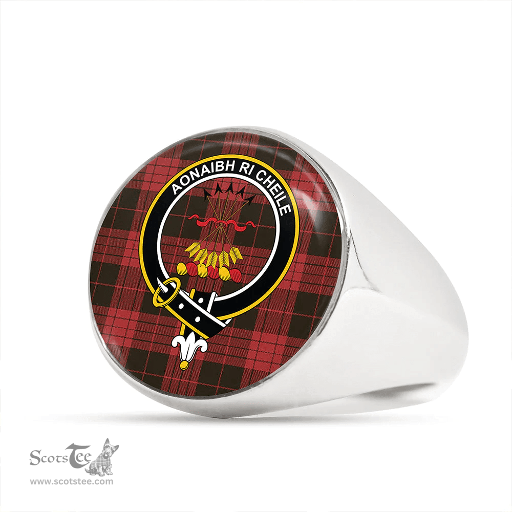 Scottish Cameron Black & Red Weathered 2 Clan Tartan Ring - Crest Classic Scottish Plaid Tartan Plaid