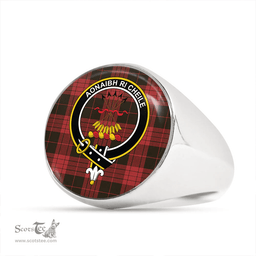 Scottish Cameron Black & Red Weathered 2 Clan Tartan Ring - Crest Classic Scottish Plaid Tartan Plaid