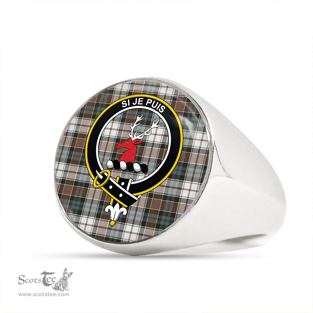 Scottish Colquhoun Dress (Cowans Dress) Weathered Clan Tartan Ring - Crest Classic Scottish Plaid Tartan Plaid