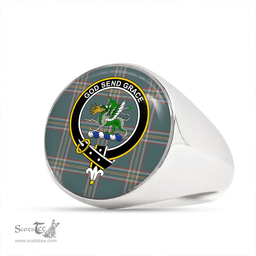 Scottish Crichton (Creighton) Weathered Clan Tartan Ring - Crest Classic Scottish Plaid Tartan Plaid