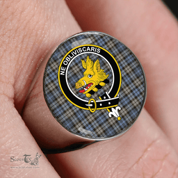 Scottish Campbell of Inveraray Weathered 2 Clan Tartan Ring - Crest Classic Scottish Plaid Tartan Plaid