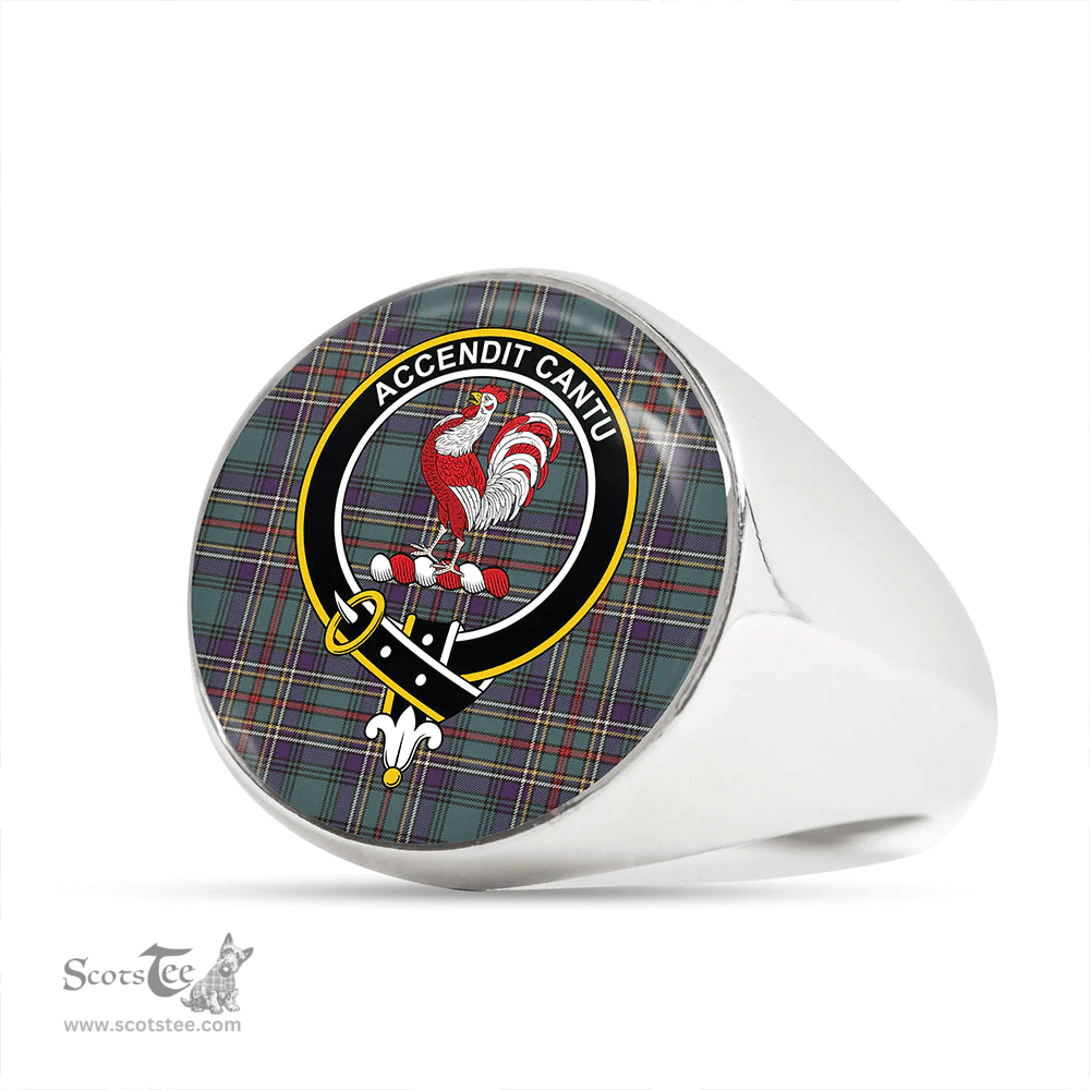 Scottish Cockburn (Coburn) Weathered Clan Tartan Ring - Crest Classic Scottish Plaid Tartan Plaid