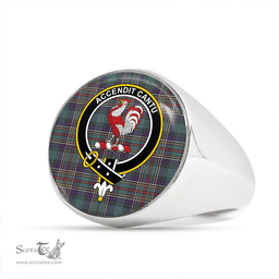 Scottish Cockburn (Coburn) Weathered Clan Tartan Ring - Crest Classic Scottish Plaid Tartan Plaid