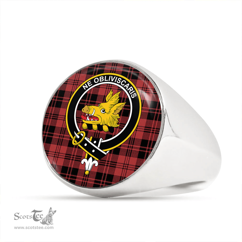Scottish Campbell of Lochlane Ancient 2 Clan Tartan Ring - Crest Classic Scottish Plaid Tartan Plaid