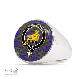 Scottish Campbell 42nd Dress Balhousie Weathered 2 Clan Tartan Ring - Crest Classic Scottish Plaid Tartan Plaid