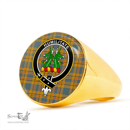 Scottish Carlisle (Carlill) Weathered Clan Tartan Ring - Crest Classic Scottish Plaid Tartan Plaid