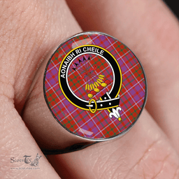 Scottish Cameron of Locheil Ancient 2 Clan Tartan Ring - Crest Classic Scottish Plaid Tartan Plaid