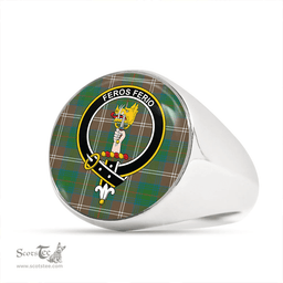 Scottish Chisholm Hunting Ancient Clan Tartan Ring - Crest Classic Scottish Plaid Tartan Plaid
