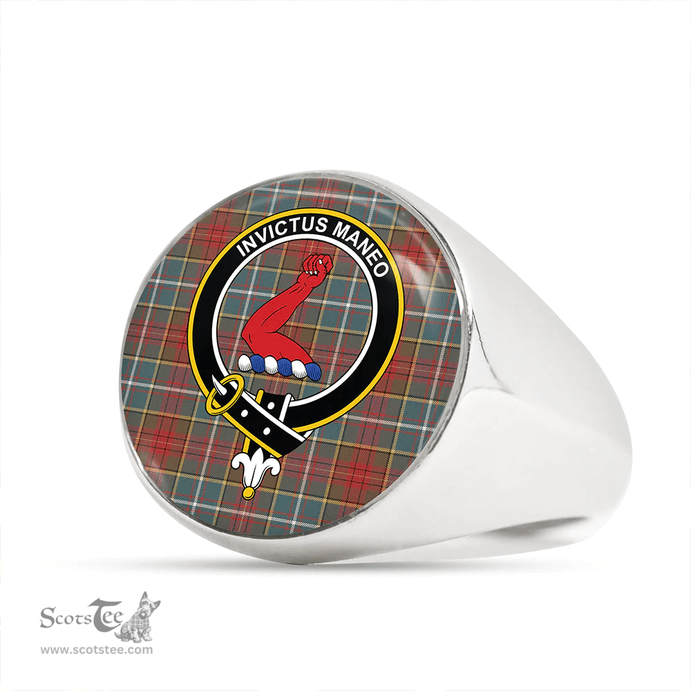 Scottish Crozier Weathered Clan Tartan Ring - Crest Classic Scottish Plaid Tartan Plaid