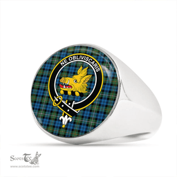 Scottish Campbell of Loudon (Campbell Louden) Ancient 2 Clan Tartan Ring - Crest Classic Scottish Plaid Tartan Plaid