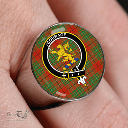Scottish Cumming (MacAulay #2) Ancient Clan Tartan Ring - Crest Classic Scottish Plaid Tartan Plaid