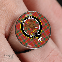 Scottish Cameron of Lochiel #2 (Munro #2) Ancient Clan Tartan Ring - Crest Classic Scottish Plaid Tartan Plaid