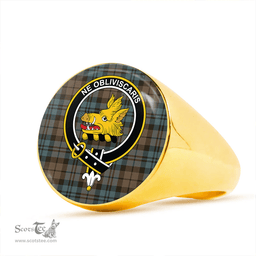 Scottish Campbell The 42nd Weathered Clan Tartan Ring - Crest Classic Scottish Plaid Tartan Plaid