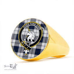 Scottish Cunningham Dress Dance Blue Clan Tartan Ring - Crest Classic Scottish Plaid Tartan Plaid