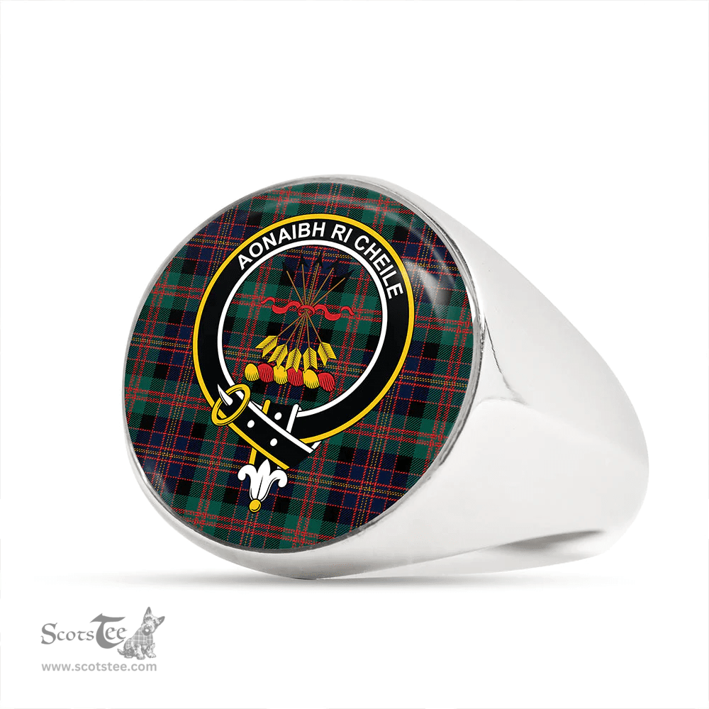 Scottish Cameron of Erracht #3 Modern 2 Clan Tartan Ring - Crest Classic Scottish Plaid Tartan Plaid