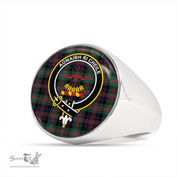 Scottish Cameron of Erracht #3 Modern 2 Clan Tartan Ring - Crest Classic Scottish Plaid Tartan Plaid