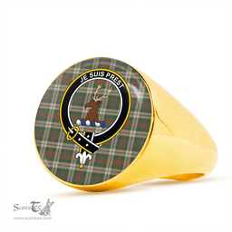 Scottish Fraser Hunting Dress Ancient Clan Tartan Ring - Crest Classic Scottish Plaid Tartan Plaid