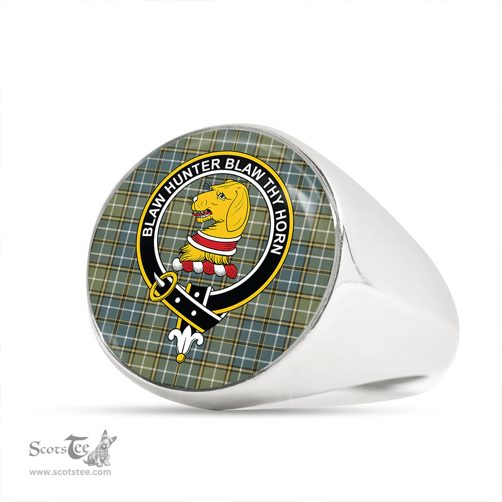 Scottish Forrester Hunting Weathered Clan Tartan Ring - Crest Classic Scottish Plaid Tartan Plaid