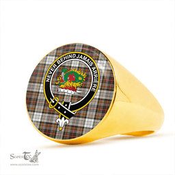 Scottish Douglas Dress Weathered Clan Tartan Ring - Crest Classic Scottish Plaid Tartan Plaid