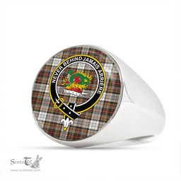 Scottish Douglas Dress Weathered Clan Tartan Ring - Crest Classic Scottish Plaid Tartan Plaid