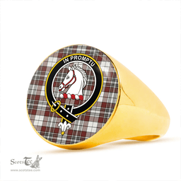 Scottish Dunbar Plaid Weathered Clan Tartan Ring - Crest Classic Scottish Plaid Tartan Plaid