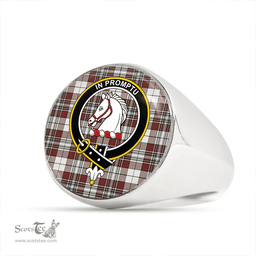 Scottish Dunbar Plaid Weathered Clan Tartan Ring - Crest Classic Scottish Plaid Tartan Plaid