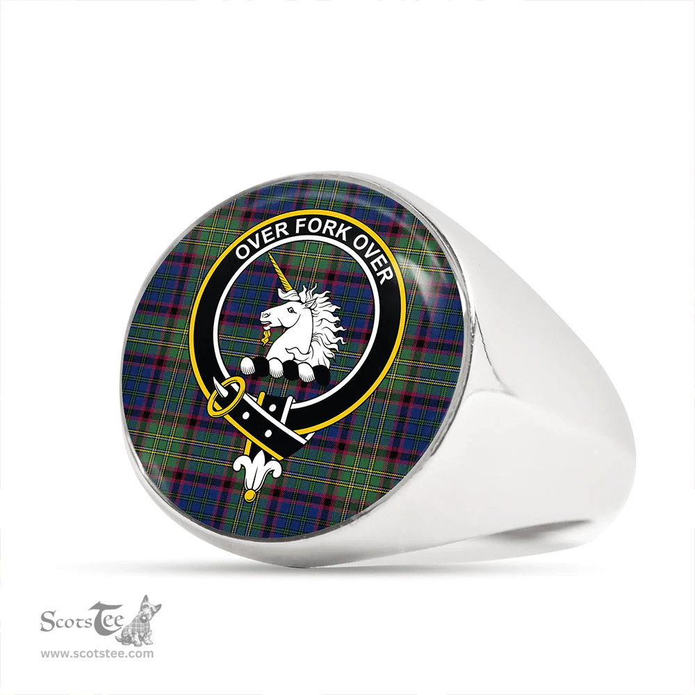 Scottish Cunningham Hunting (MacNicol Hunting #2) Modern Clan Tartan Ring - Crest Classic Scottish Plaid Tartan Plaid