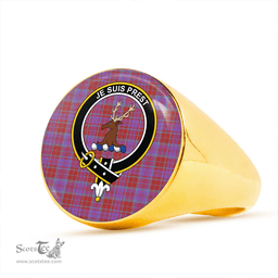 Scottish Fraser of Reelig Ancient Clan Tartan Ring - Crest Classic Scottish Plaid Tartan Plaid