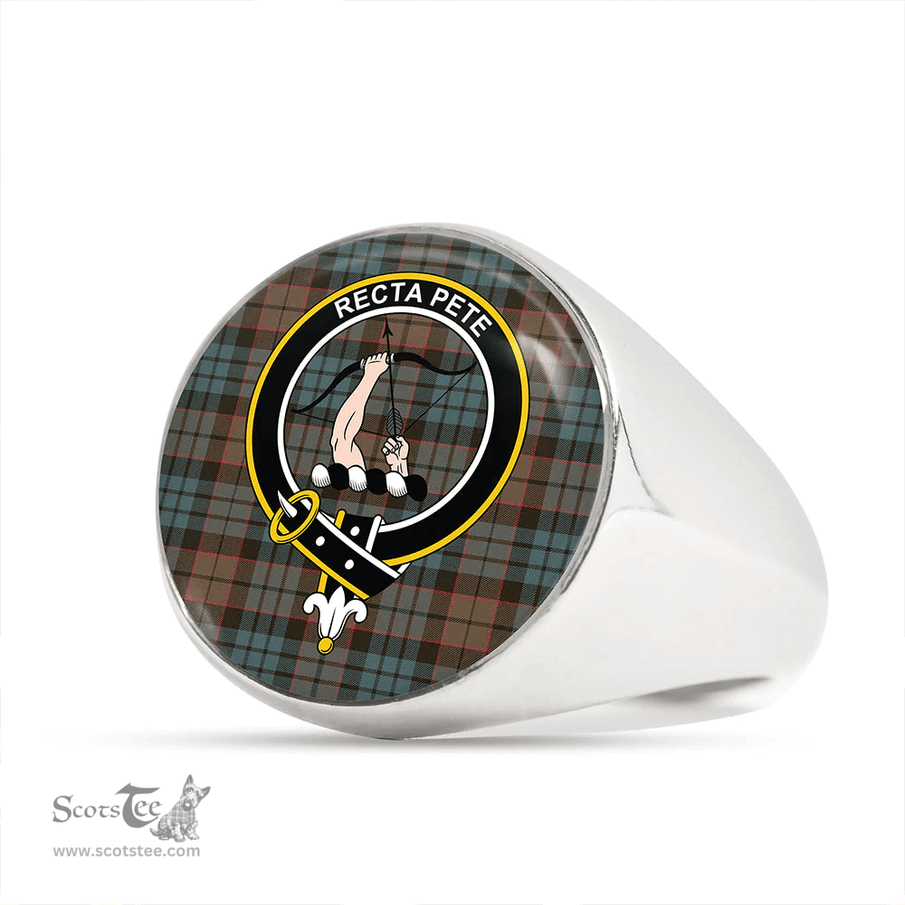 Scottish Fletcher Family Weathered Clan Tartan Ring - Crest Classic Scottish Plaid Tartan Plaid