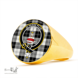 Scottish Erskine Black & White Clan Tartan Ring - Crest Classic Scottish Plaid Tartan Plaid