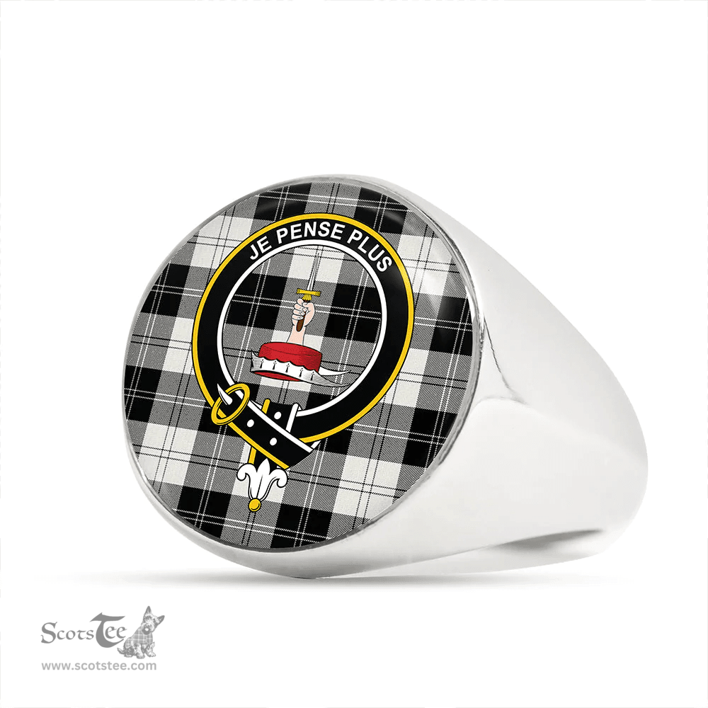 Scottish Erskine Black & White Clan Tartan Ring - Crest Classic Scottish Plaid Tartan Plaid
