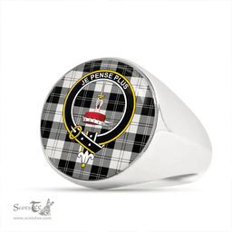 Scottish Erskine Black & White Clan Tartan Ring - Crest Classic Scottish Plaid Tartan Plaid