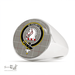 Scottish Dunbar of Pitgaveny Weathered Clan Tartan Ring - Crest Classic Scottish Plaid Tartan Plaid
