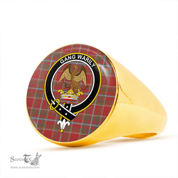Scottish Drummond of Perth Weathered Clan Tartan Ring - Crest Classic Scottish Plaid Tartan Plaid